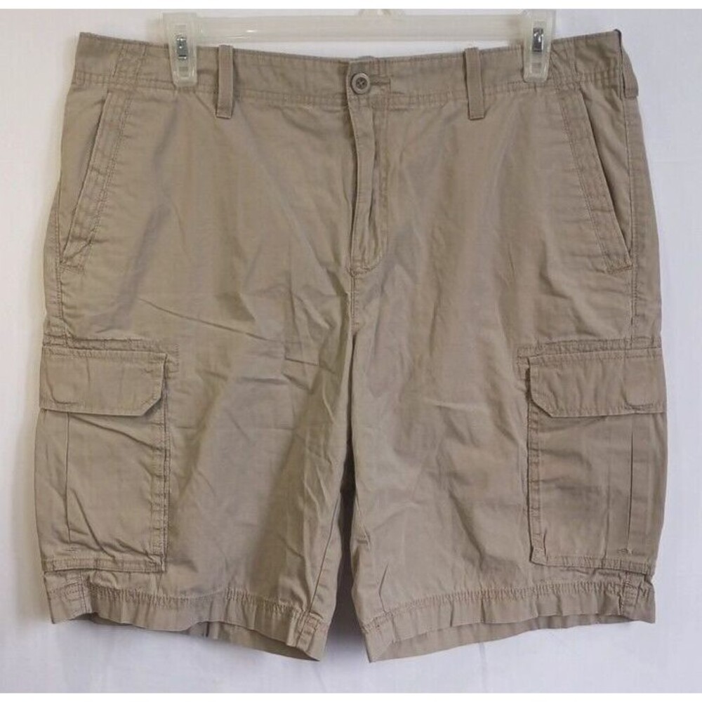 Apt 9 Mens Khaki Cargo Shorts Size 38 Flat Front 100% Cotton - Picture 12 of 12